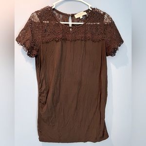 Black Lace Yoke Top Maternity Shirt